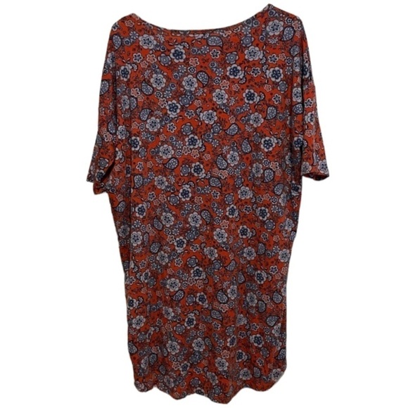 LulaRoe Size Small High Low Irma Shirt 70s Orange Floral Paisley - Picture 2 of 4